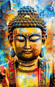 Lord Buddha A Hand Painted Painting On Canvas (Without Frame)