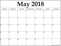 May 2018 Monthly Calendar Printable May Printable Calendar Calendar Word Free Printable Calendar Monthly Editable Calendar