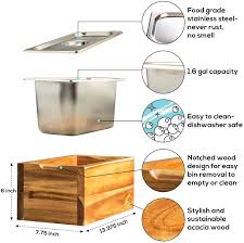 Compost tumblers are compost bins designed to be rotated, which allows size: Generic Bellemark Countertop Compost Bin With Lid Decorative Acacia Wood Kitchen Compost Bin With 1 6 Gallon Rust Proof Stainless Stee