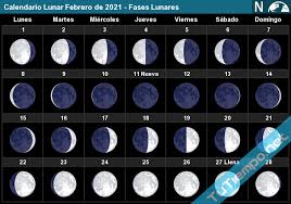 La luna en su giro alrededor de la tierra presenta un aspecto diferente diferente según sea su posición con respecto al sol. Calendario Lunar Febrero De 2021 Fases Lunares