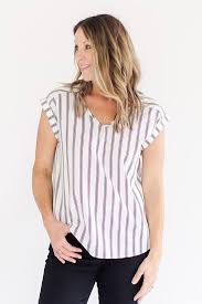 Black And White Striped Tops Womens Black And White Striped Top Dressy Top Great For Work Outfit Inspiration Short Sleeve With Folded Ca Striped Top Casual Tops For Women Vertical Striped Tops