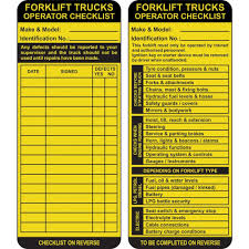 In addition, records shall be kept and maintained showing date of purchase, dates when attachments were renewed, and dates when the entire belt assembly was inspected and by whom. Forklift Inspection Safety Tags Parrs Workplace Equipment Experts