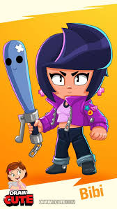 How To Draw Bibi Super Easy Brawl Stars Drawing Tutorial With Coloring Page Draw It Cute Brawl Drawing Tutorial Drawing Cartoon Faces Cute Coloring Pages