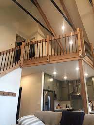 Custom Cedar Wood And Black Metal Banister And Loft Railings Loft Railing Barn House Interior Cabin Loft