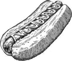 Hand Drawing Of A Hotdog In Black And White Vector Illustrtation Hot Dog Drawing Hot Dogs Drawings
