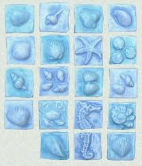 Sea Life Miniature Shell Tiles Beach Theme Decor Beach Cabin Decor Aqua Color Schemes