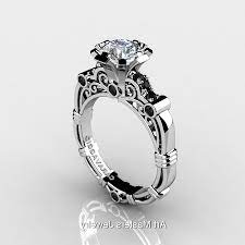 White Gold Black Diamond Wedding Rings Cincin Berlian Cincin Accessories