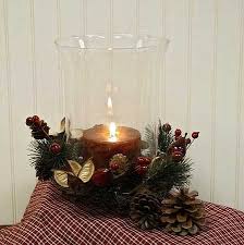Hurricane Glass Candle Holder With Decorated Wreath Candles And Accessories Primitive Decor Factory Direct Craft