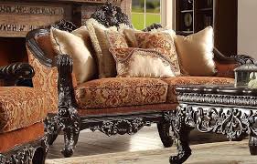 Includes coffee table and 2 end tables. Homey Design Hd 2627 Luxury Upholstery Brick Gold Sofa Loveseat Chair Coffee Table And End Table Carved Wood Set 5pcs Hd 2627 Set 5