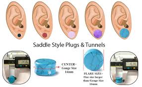 Bodyj4you Stone Ear Plugs Double Flare Saddle Stretching Gauges Expander 8g 24mm Body Jewelry