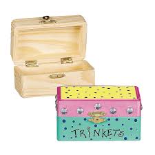 Diy Unfinished Wood Hinged Boxes Oriental Trading Wooden Box Crafts Treasure Chest Craft Wooden Jewelry Boxes