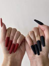 30 Amazing Nail Art Designs Inspired From Red And Black In 2021 Long Acrylic Nails Coffin Coffin Nails Matte Red Matte Nails