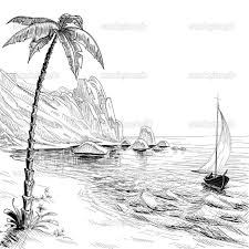 Gambar sketsa lukisan pemandangan kali ini admin hadirkan dalam bentuk pemandangan gunung dan pantai yang tergambar menjadi satu. Pemandangan Tepi Pantai Lukisan Hitam Putih