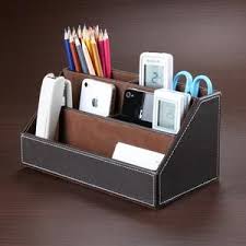 Desk Stationery Organizer Storage Box Leather Wood Leather Desk Organizer Stationery Organization Desk Stationery