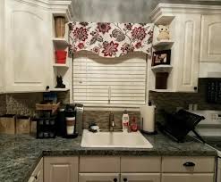 Kitchen Curtains Valance In A Bright Modern Print Red Gray Black On A White Background Standard Size As Listed Is Approximately 40 Wide And
