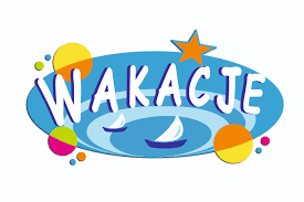 Napis wakacje na niebieskim tle 