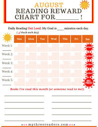 August Reading Reward Chart Reading Rewards Incentive Chart Reading Charts