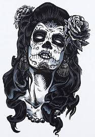 Black And White Sugar Skull Tattoo Sugar Skull Lady Black And White Temporary Tattoo Sugar Skull Tattoos Girls Temporary Tattoos Girl Tattoos