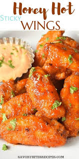 Honey Hot Wings Sticky And Spicy Hot Wing Recipe Honey Hot Wings Recipe Chicken Wing Recipes Baked