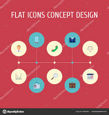 Set Trade Icons Flat Style Symbols Chart Handset Scales