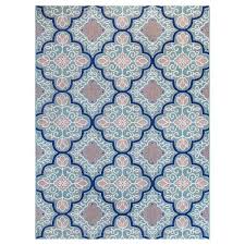 Coral waves coastal indoor outdoor rugs. Hampton Bay Star Moroccan Teal Coral 5 Ft X 7 Ft Indoor Outdoor Area Rug 3004084 The Home Depot