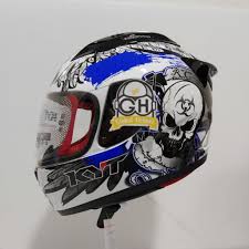 Visor kyt rc7 punya visor bawaan warna clear sedangkan r10 bawaan visornya warna dark. Full Face Kyt Rc7 Rc 7 Rc Seven Pattern 13 White Blue Helmet