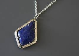Lapis Lazuli Stone Pendant Genuine Stone Necklace Large Etsy Blue Gemstone Necklace Blue Gemstones Gemstone Pendant