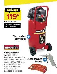 Offre Compresseur Vertical 50 Litres Mecafer Chez Castorama