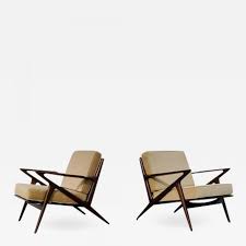 Fantastic lines clean and simple design in a walnut wood. Poul Jensen Pair Of Poul Jensen Z Lounge Chairs For Selig Denmark