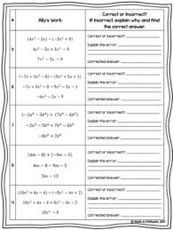 Polynomials are expressions containing one or more than in order to add and subtract polynomials successfully, you must understand what monomials to add two or more polynomials, add like terms and arrange the answer in descending (or ascending if. Adding And Subtracting Polynomials Error Analysis By Math Is Funtastic