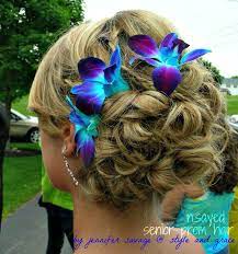 My Senior Prom Hair With Blue Tie Dyed Orchids Blue Orchid Wedding Galaxy Wedding Orchid Wedding