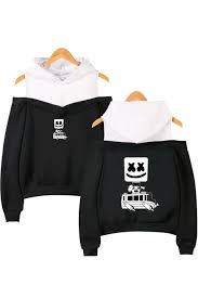 Funnyrunstore modische halloween party nachtclub latex weiße maske erwachsene dj marshmello maske cosplay kostüm helm (weiß & schwarz) kampf pullover herren damen herbst basic sport muster outdoor hoody pulli urlaub lässige hoodie cosy tasche jumper. Marshmello Cartoon Auto Lacheln Gesicht Gedruckt Sexy Kalte Schulter Langarm Lassig Hoodie Beautifulhalo Com