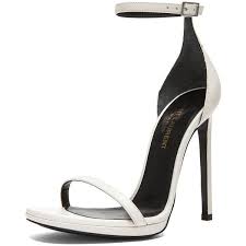 Black And White Sandals With Heel Jane Leather Ankle Strap Sandals In White White Shoes Heels White Sandals Heels Sandals Heels