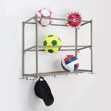 Hyper Tough 3 Tier Wall Mounted Sports Rack Stain Nickel Walmart Com Sport Rack Rack Ball Storage