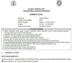 Soal Dan Kunci Jawaban Usbn Seni Budaya Kurikulum 2013 Tahun Pelajaran 2018 2019 Didno76 Com