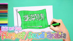 How To Draw And Color The National Flag Of Saudi Arabia Flag Drawing National Flag Saudi Arabia Flag