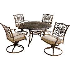 Instead of a coffee table, line up two square wicker end tables in front of an outdoor sofa. Patio Dining Sets At Lowes Com