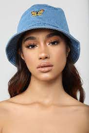 Butterfly Effect Bucket Hat Denim Bucket Butterfly Denim Effect In 2020 Outfits With Hats Bucket Hat Fashion Hat Fashion