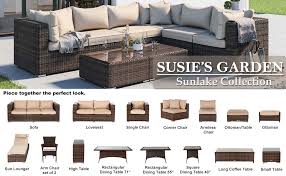 This slatted garden bench makes the perfect love seat for a garden. Amazon Com Susie S Garden Wicker Patio Furniture Conversation Set No Assembly Outdoor Sectional Sofa Aluminum Brown Couch Modern Deck Rattan Furniture 8pcs Conversation Set U Shape Furniture Decor