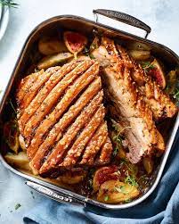 Roast Pork Belly With Figs Pears And Sherry Recipe Delicious Magazine Recipe Pork Belly Pork Pork Belly Roast