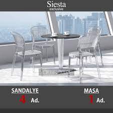 transparan 4 kisilik yuvarlak plastik masa sandalye takimi sandalye masa taki