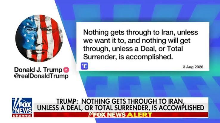 Trump says 'nothing gets through to Iran' unless approved by US