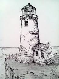 Old Abandoned Landscape Drawings Lighthouse Drawing Pencil Art Drawings