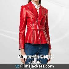 Women S Fj548 Belted Blazer Style Red Leather Biker Jacket Blazer Fashion Jackets Mens Leather Shirt