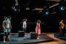 Acclaimed as the heart of the city's performing arts community, there is always something playing here; Performers Acting On Stage In Dark Studio Editorial Stock Image Image Of Studio Play 58579864