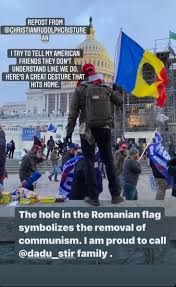 Si nu sint tovaras cu tine pentru ca nu am fost in aceeasi organizatie de baza! Cine E Romanul Care A Dus Tricolorul In Mijlocul Protestelor De La Capitoliu