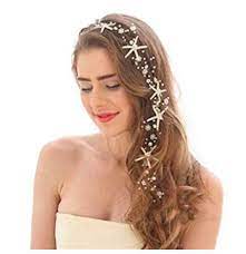 Wedding Bridal Headband Crystal Pearl Starfish Headband Hair Accessories Tiara Beach Theme Bride Wedding Headpiece Starfish Hair Accessories Hair Vine Wedding