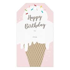 Ice Cream Cone Happy Birthday Pink Gift Tags Zazzle Com Blue Gift Tags Gift Tags Purple Gift
