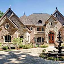 Red Brick And Limestone House Design Ideas Pictures Remodel And Decor Limestone House Luxury Homes Exterior House Designs Exterior