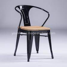 .are metal chairs for dining room kitchen home or business bar or party stools. China Industrial Armchair Tolix Metal Dining Chair Wood Seat Polishing Black China Tolix Chair Metal Chair